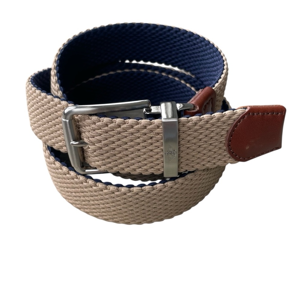 Dockers Men’s Reversible Woven Belt Adjustable Size 46-48 Navy/Tan